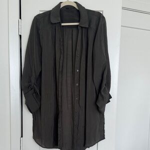 Lightweight Longline Shirt Jacket - green